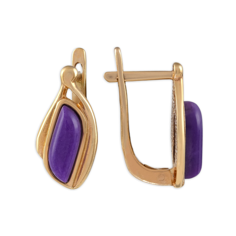 Серьги из серебра с чароитом