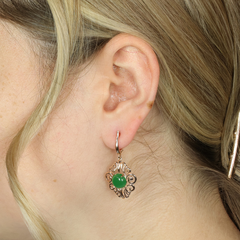 Серьги из серебра с нефритом