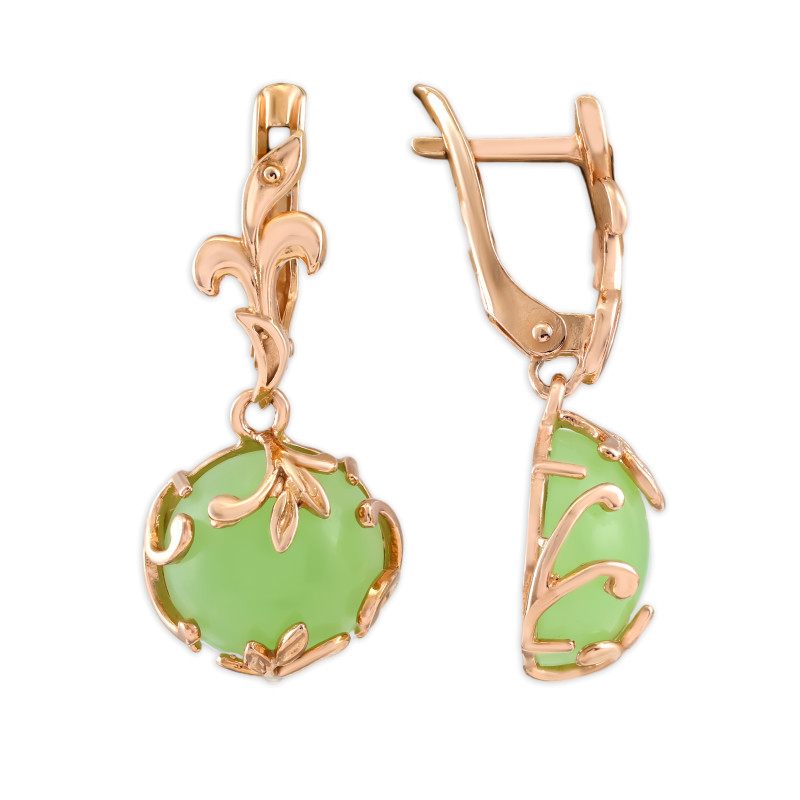 Серьги из серебра с искусственным нефритом