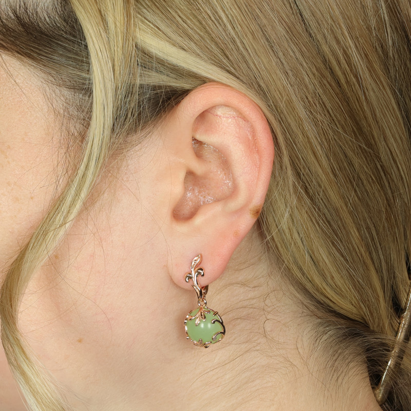 Серьги из серебра с искусственным нефритом