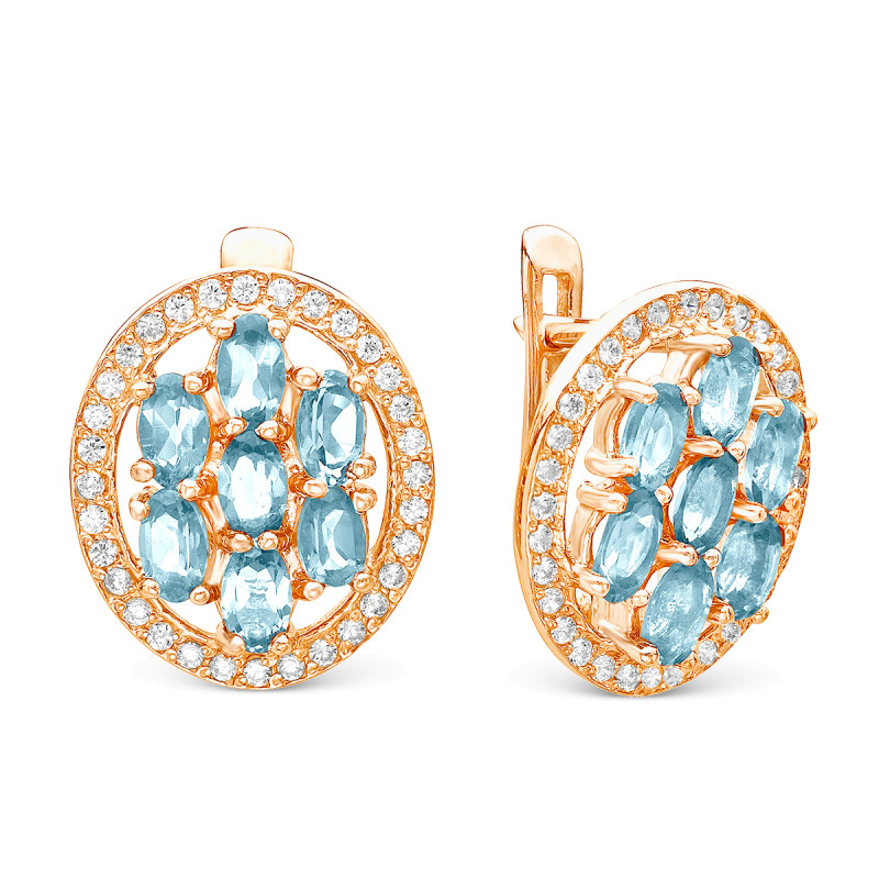 Серьги с топазами и фианитами