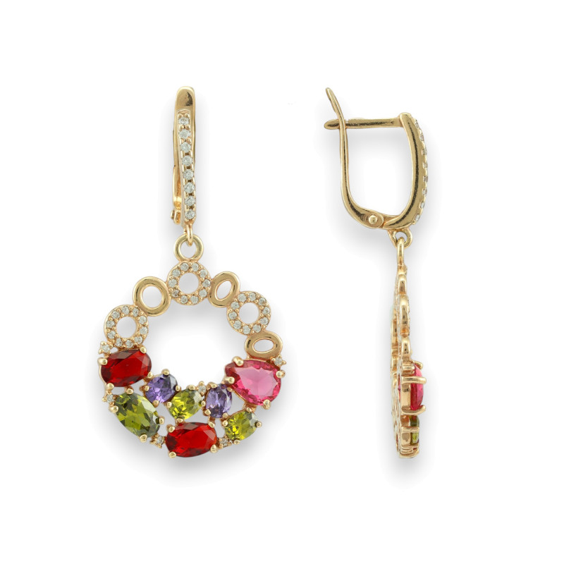 Серьги серебряные с алпанитами и фианитами