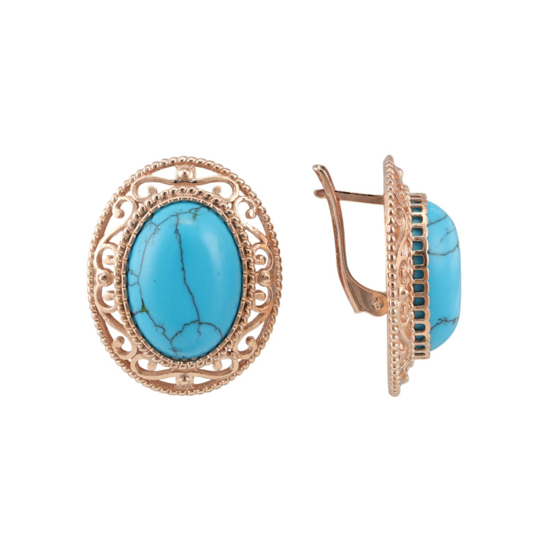 Позолоченные серьги с искусственной бирюзой
