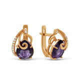 Серьги позолоченные с фианитами