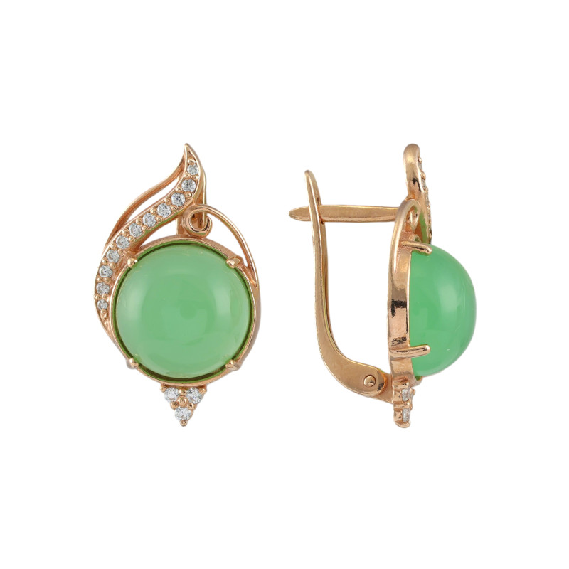 Серьги из серебра с искусственным нефритом