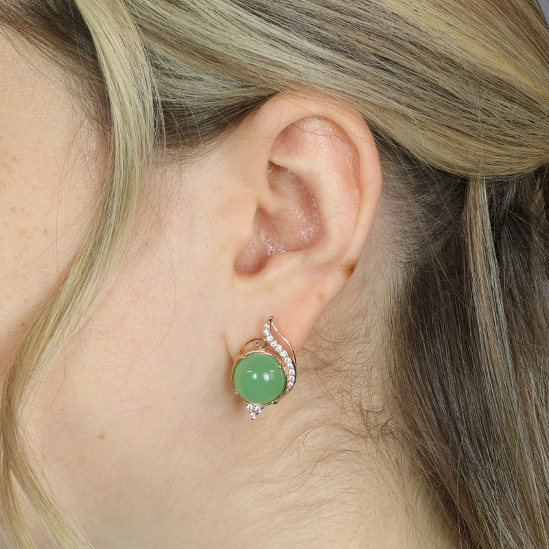 Серьги из серебра с искусственным нефритом