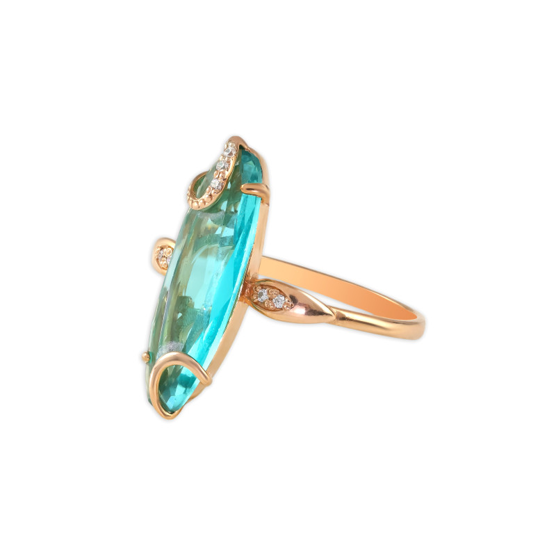 Серебряное кольцо с кварцем и фианитами