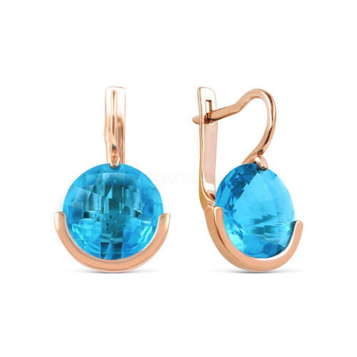 Позолоченные серьги из серебра с кварцем