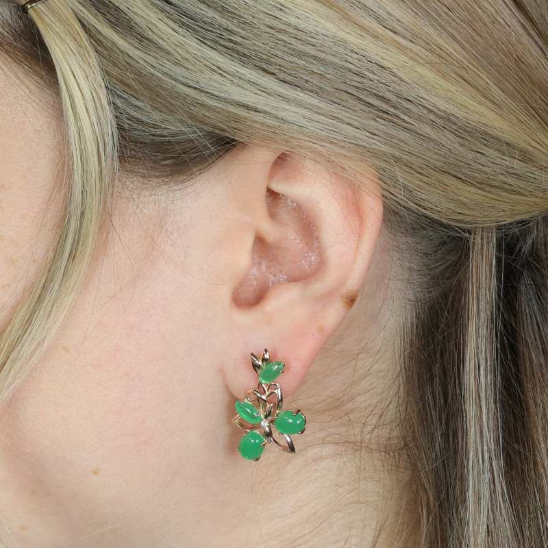 Серьги из серебра с искусственным нефритом