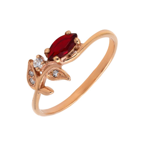 Кольцо с кварцем и фианитами