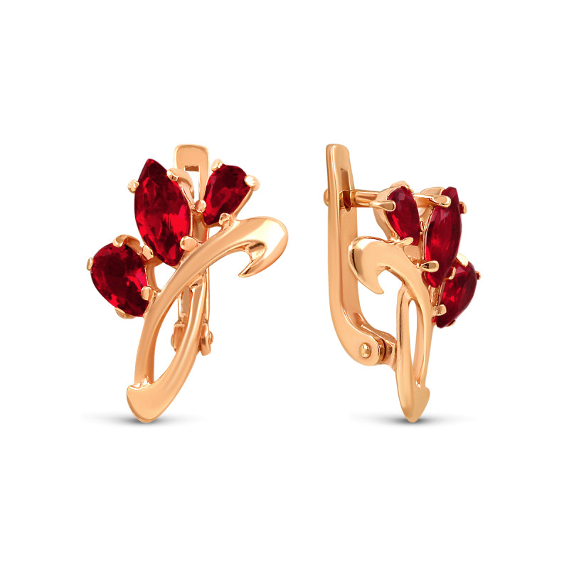 Серьги позолоченные с кварцем