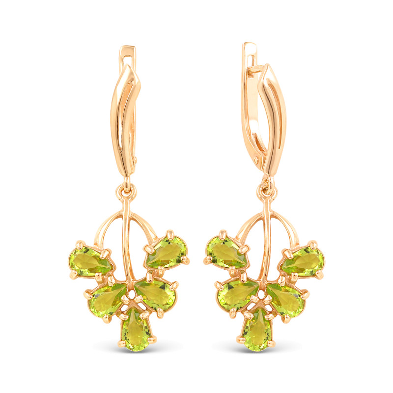 Серьги позолоченные с кварцем