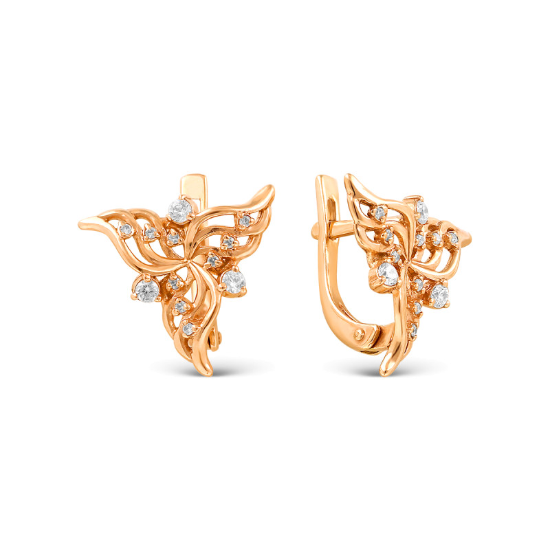 Серьги позолоченные с фианитами