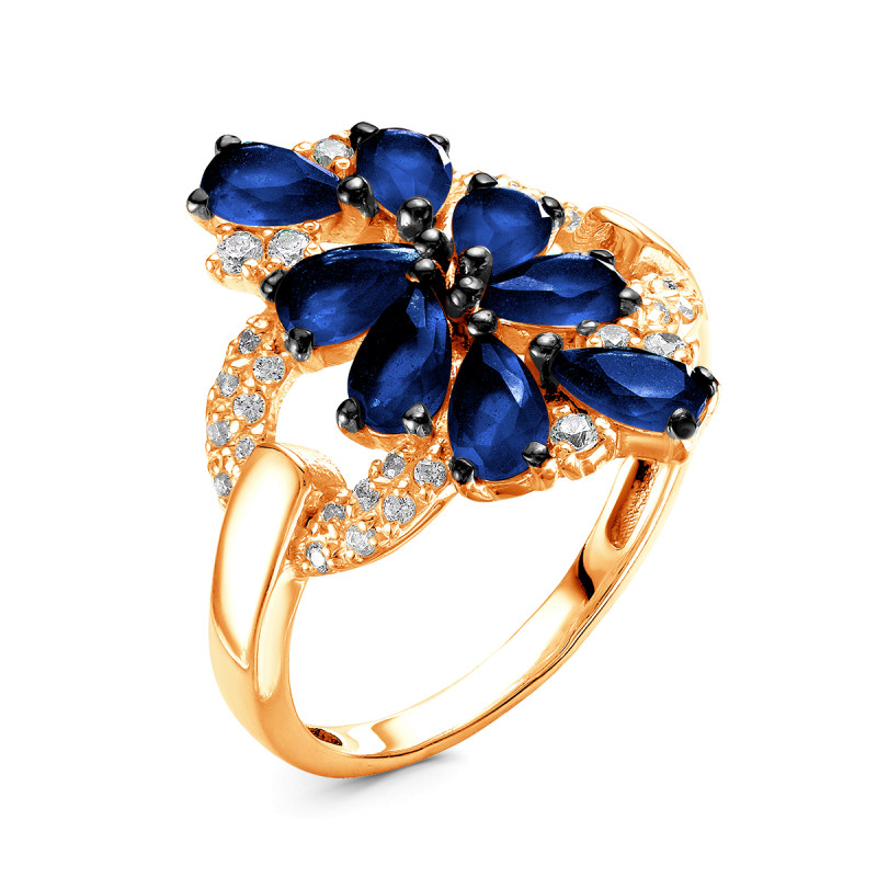 Кольцо с кварцем и фианитами