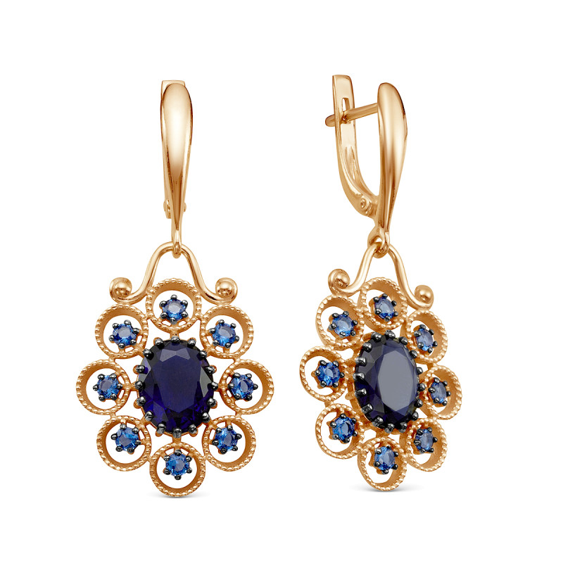 Серьги с кварцем и фианитами