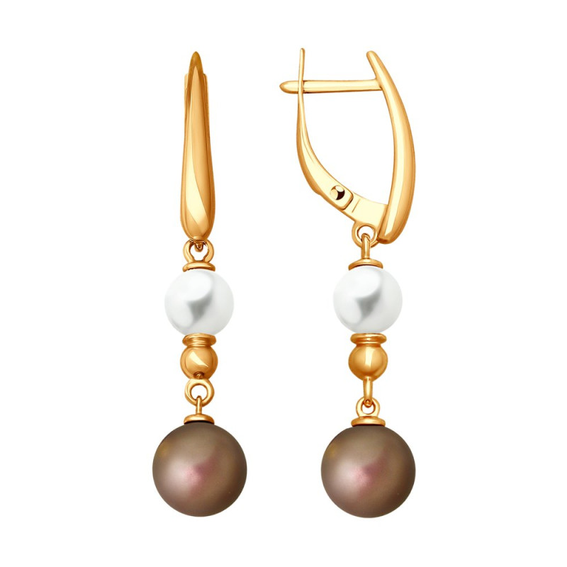 Серьги серебряные с жемчугом и позолотой