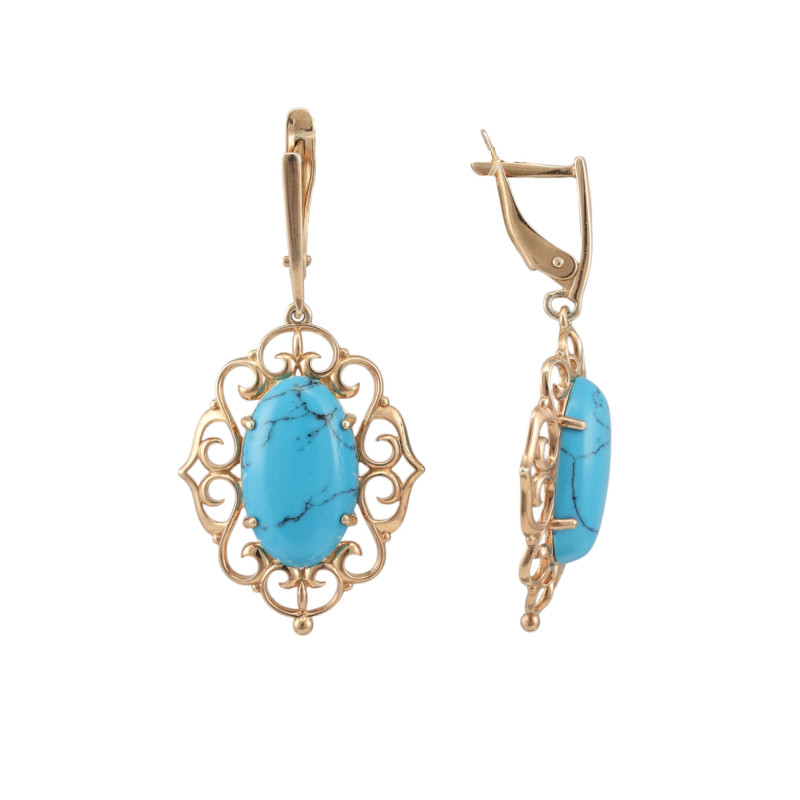 Серьги позолоченные с бирюзой