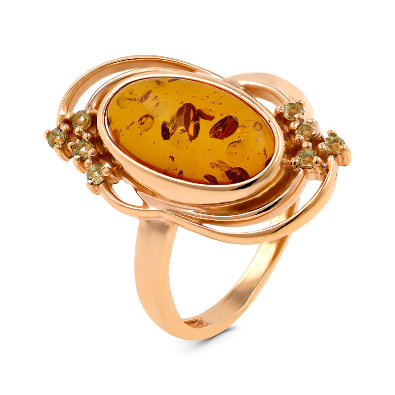 Кольцо с прессованным янтарём