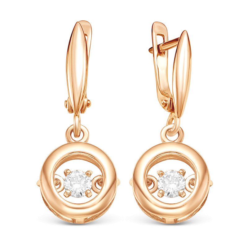 Серьги позолоченные с фианитами