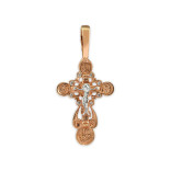 Серебряный крест с позолотой и фианитами