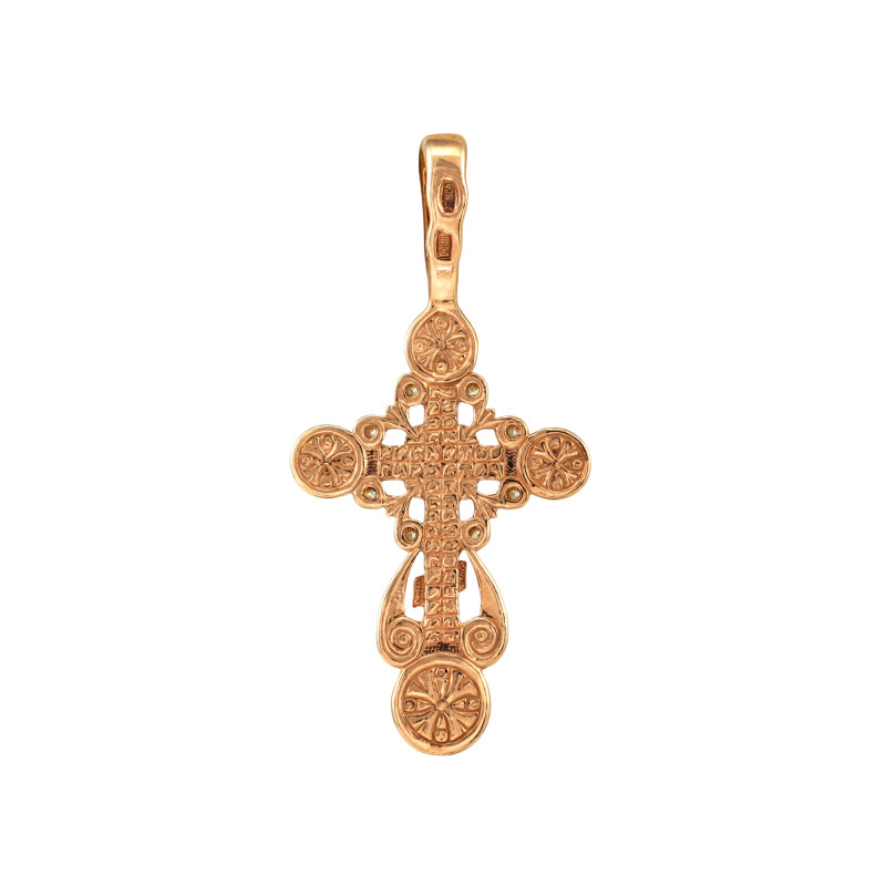 Серебряный крест с позолотой и фианитами