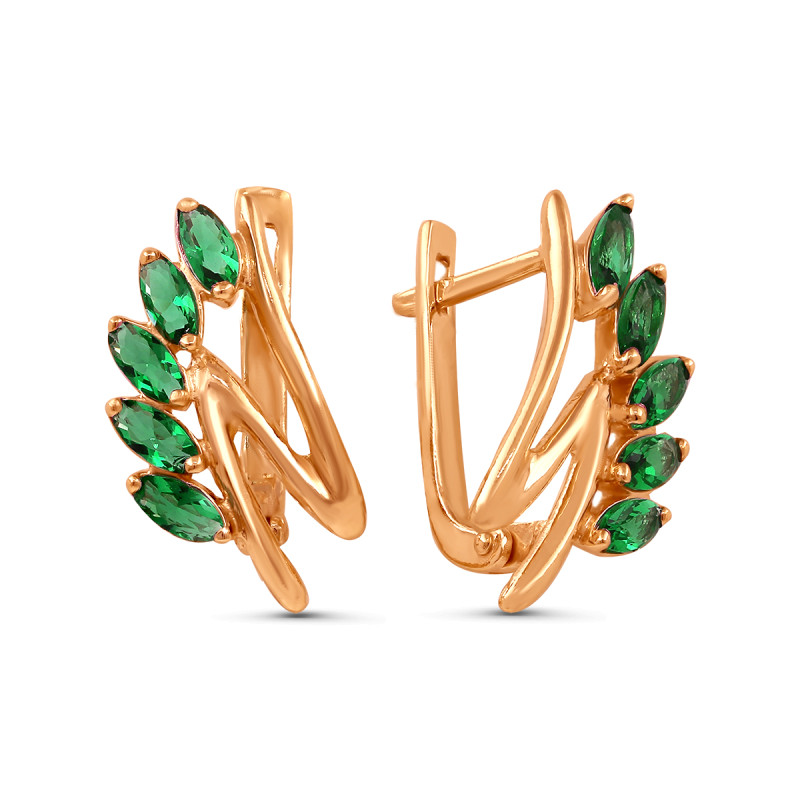 Серьги позолоченные с кварцем