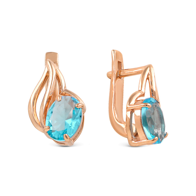 Серьги позолоченные с кварцем