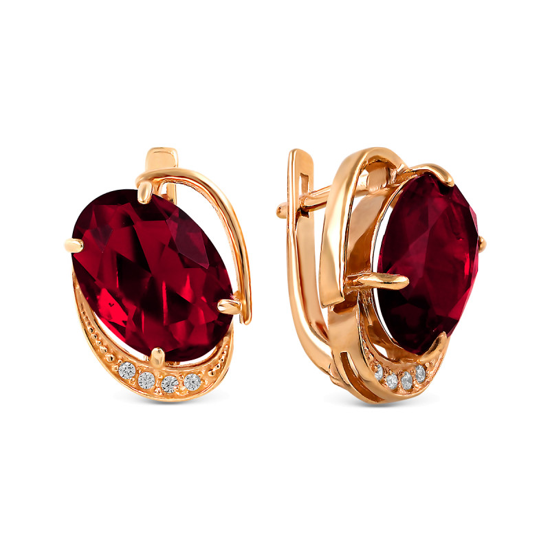 Серьги с кварцем и фианитами