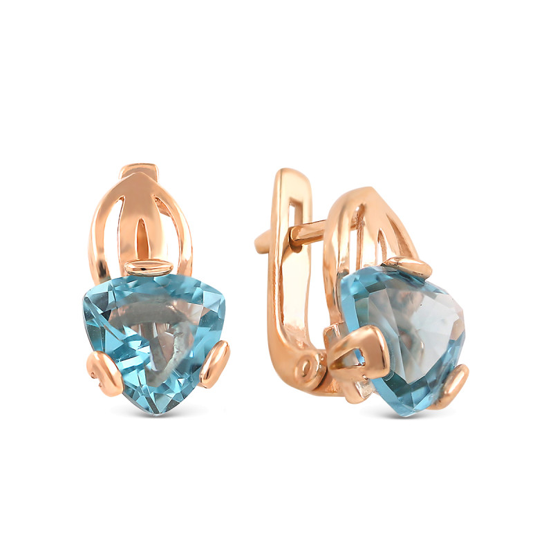 Серьги позолоченные с кварцем