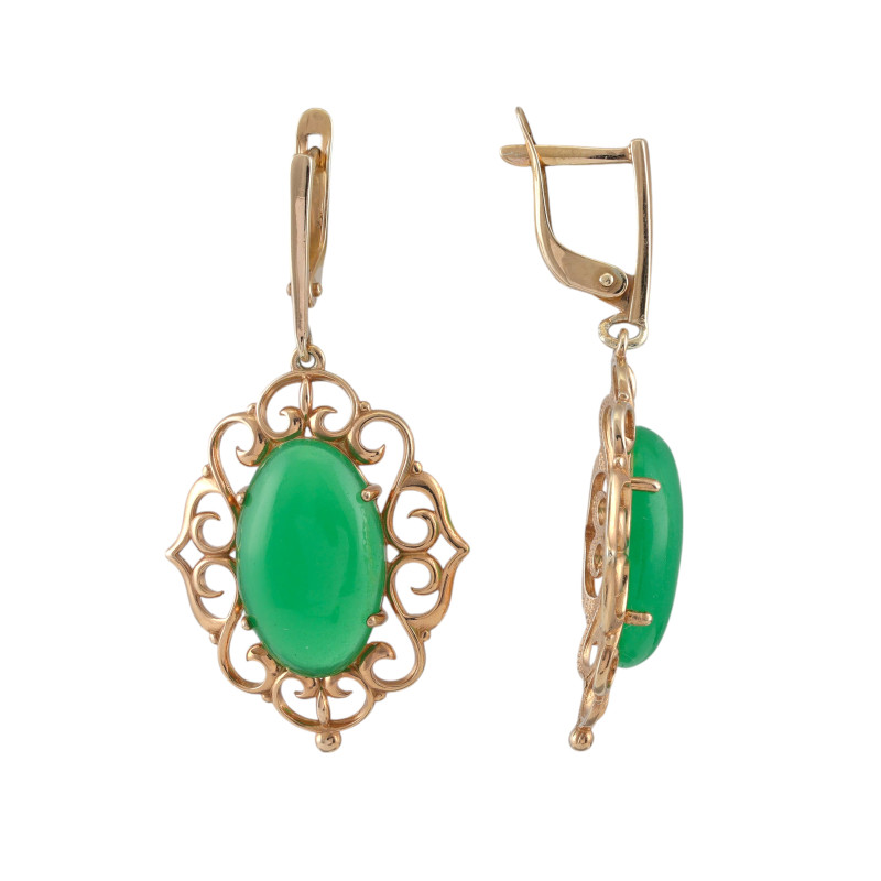 Серебряные серьги с искусственным нефритом