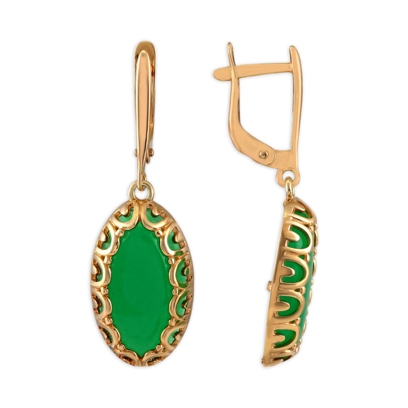 Серьги из серебра с искусственным нефритом