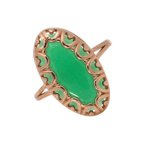 Кольцо серебрянное с искусственным нефритом