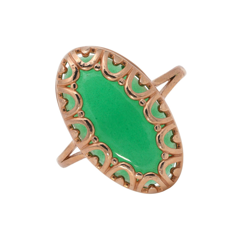 Кольцо серебрянное с искусственным нефритом