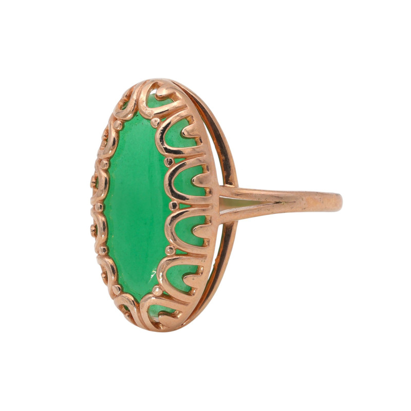 Кольцо серебрянное с искусственным нефритом