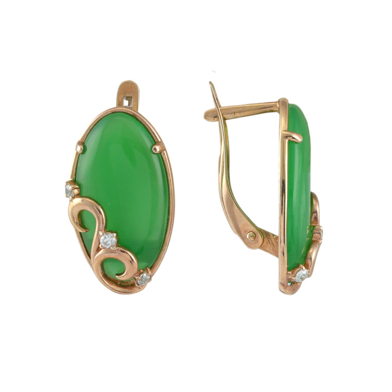 Серьги из серебра с искусственным нефритом