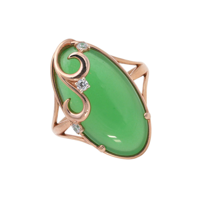 Кольцо из серебра с искусственным нефритом