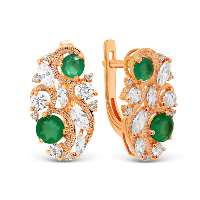 Серьги с кварцем и фианитами