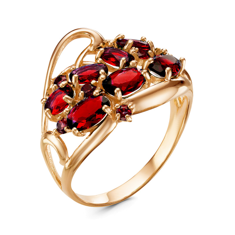 Кольцо с кварцем и фианитами