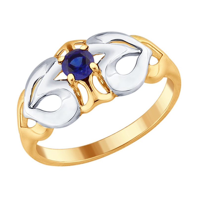 Кольцо серебряное с синтетическим сапфиром