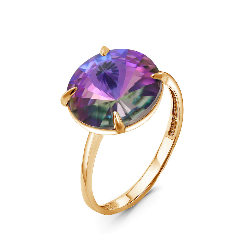 Кольцо позолоченное с ювелирным кристаллом