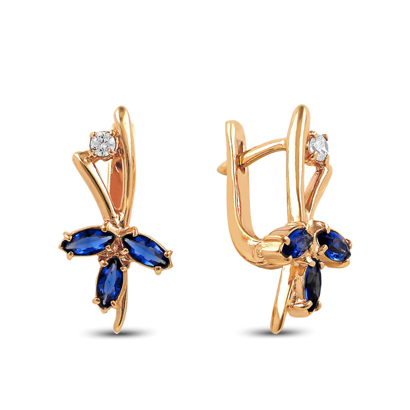 Серьги с кварцем и фианитами