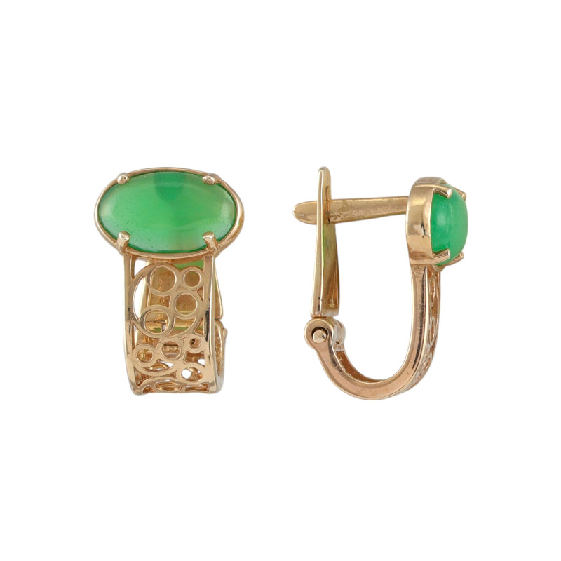 Серьги из серебра с искусственным нефритом