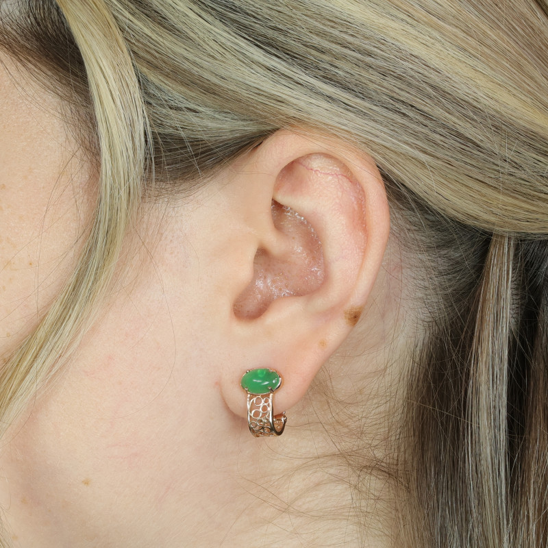 Серьги из серебра с искусственным нефритом