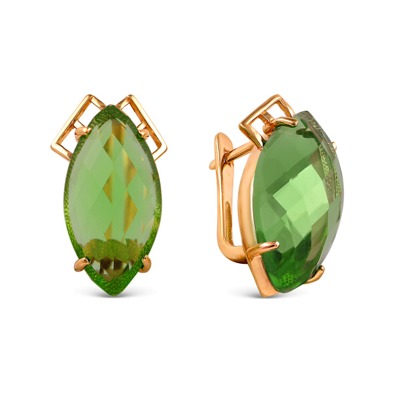 Серьги позолоченные с кварцем