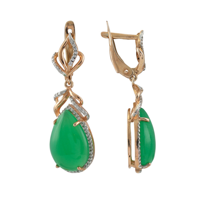 Серебряные серьги с искусственным нефритом