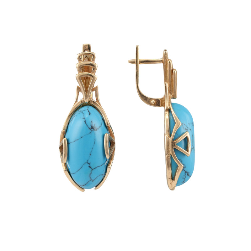 Серьги с бирюзой и позолотой