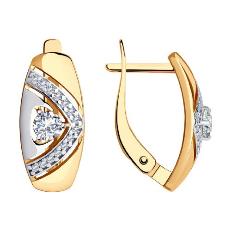 Серьги позолоченные с фианитами