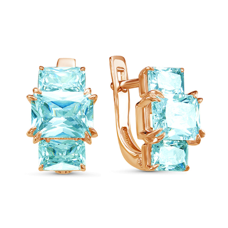 Серьги позолоченные с кварцем