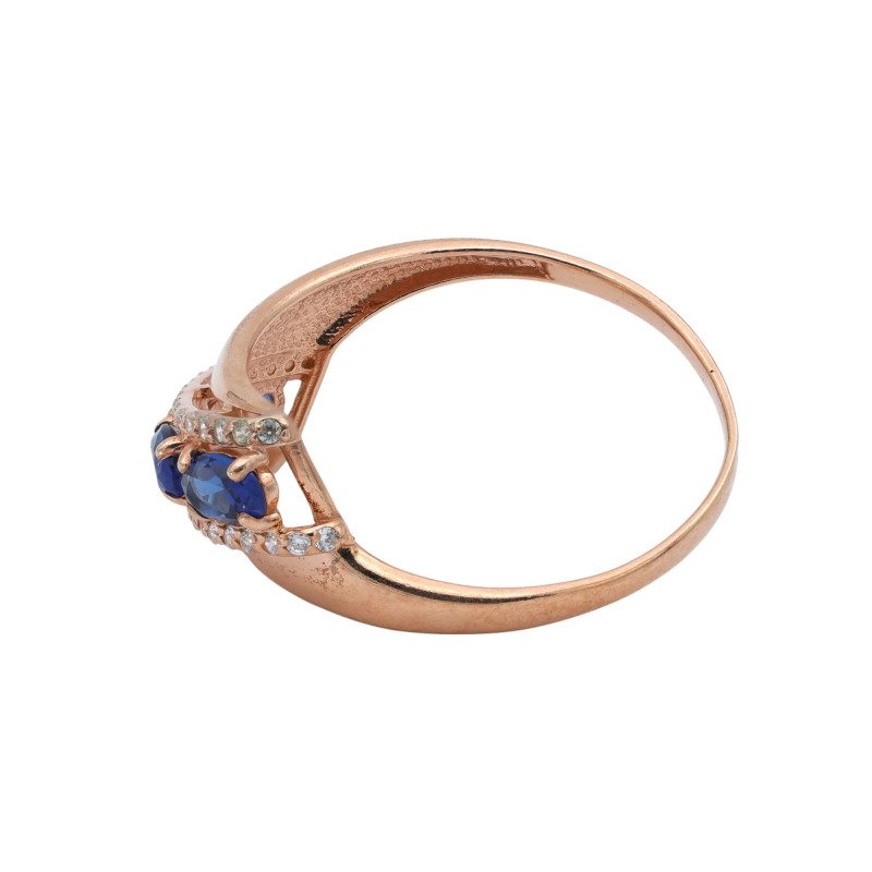 Кольцо с плавленым кварцем и фианитами