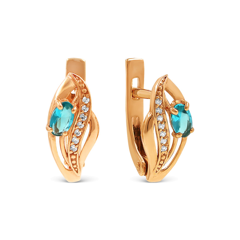 Серьги с кварцем и фианитами